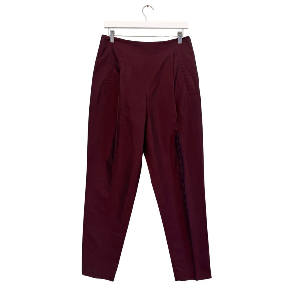 NWT ETRO $875 Burgundy Silk Cotton Shantung Pants IT 44 Made Italy Old Money